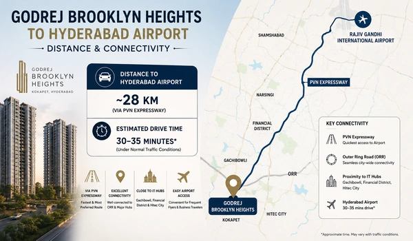 Featured Image of Godrej Brooklyn Avenue to Hyderabad Airport Distance and Connectivity